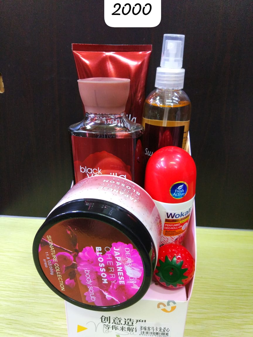 Body Scrub, Deodorant, Body Splash, Shower Gel, Body Cream, Lip Balm + Free Gift Card Cream