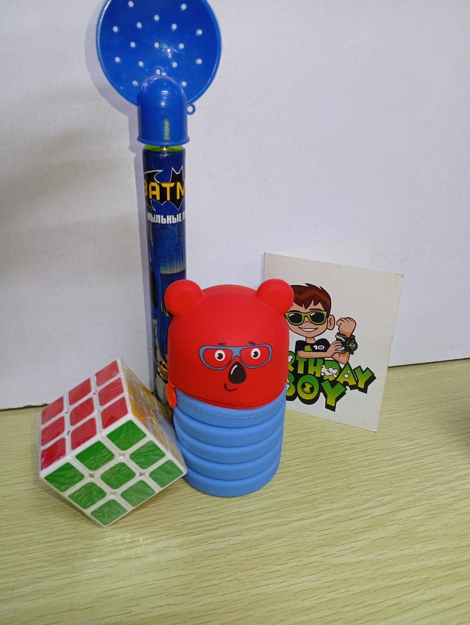 Pencil pouch,rubik cube,bubble game + free gift card
